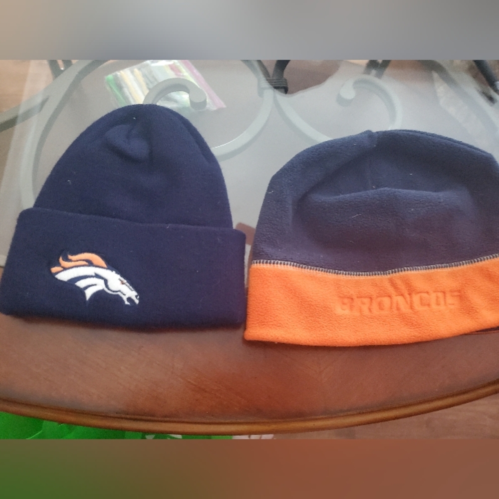 2 Denver Broncos Beanies